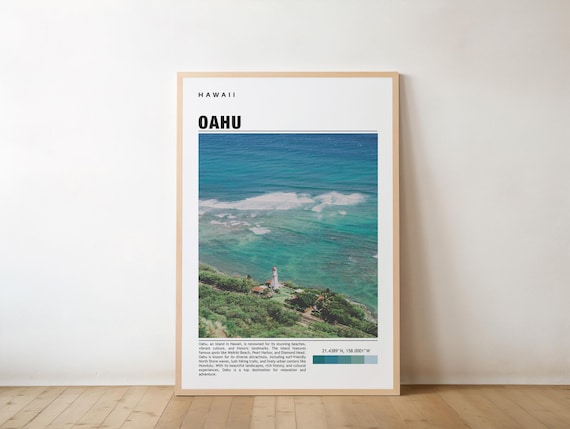 Oahu Lighthouse Aerial Turquoise Surf Hawaii Island Paradise Poster