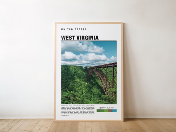 West Virginia New River Gorge Bridge Scenic Travel Photo Poster