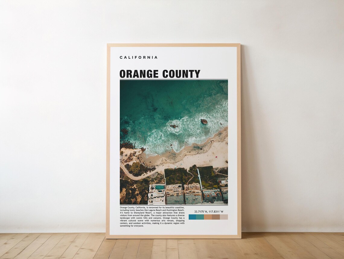 Breathtaking Orange County California Aerial Coast Photo Travel Poster