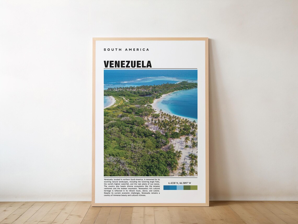 Venezuela Tropical Palm Island Aerial View Travel Photo Poster