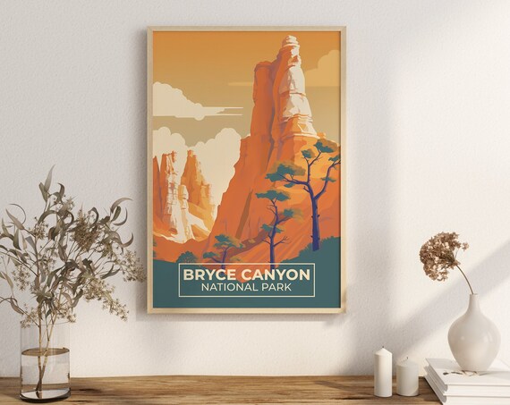 Bryce Canyon National Park Hoodoos Orange Rock Travel Poster