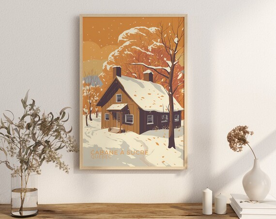 Cabane À Sucre Quebec Snowy Sugar Shack Maple Forest Winter Poster