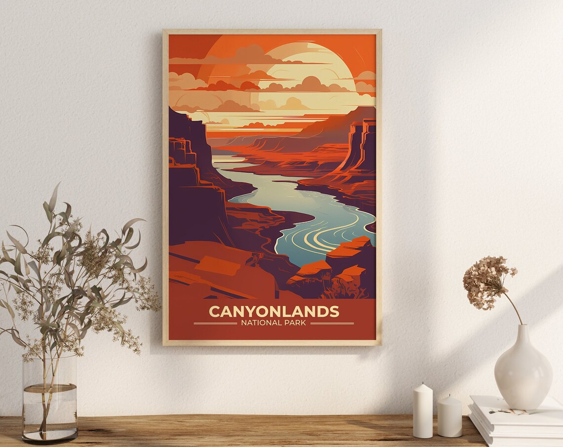Canyonlands National Park Orange Sunset Canyon River Travel Poster