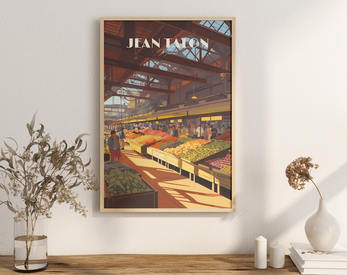 Jeantalon Market Montreal Travel Poster, Local Culture