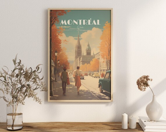 Montreal Old City Vintage Travel Poster