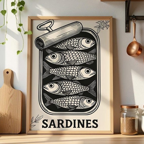 Tinned Sardines Retro Food Art Print