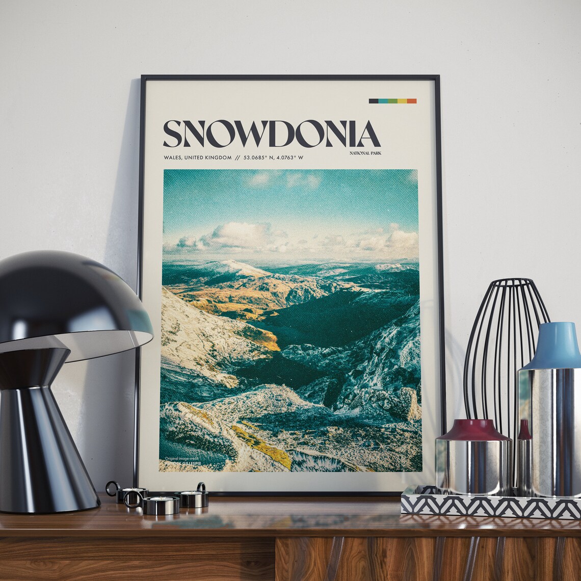 Snowdonia Retro Travel Poster, Welsh Landscape