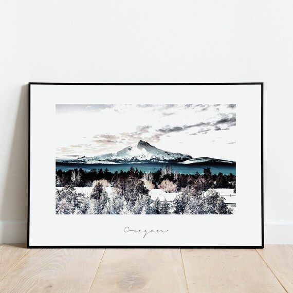 Oregon Landscape Print Oregon Poster Oregon Gifts Oregon Mountains Pacific Northwest Rustic Decor Minimalist Poster