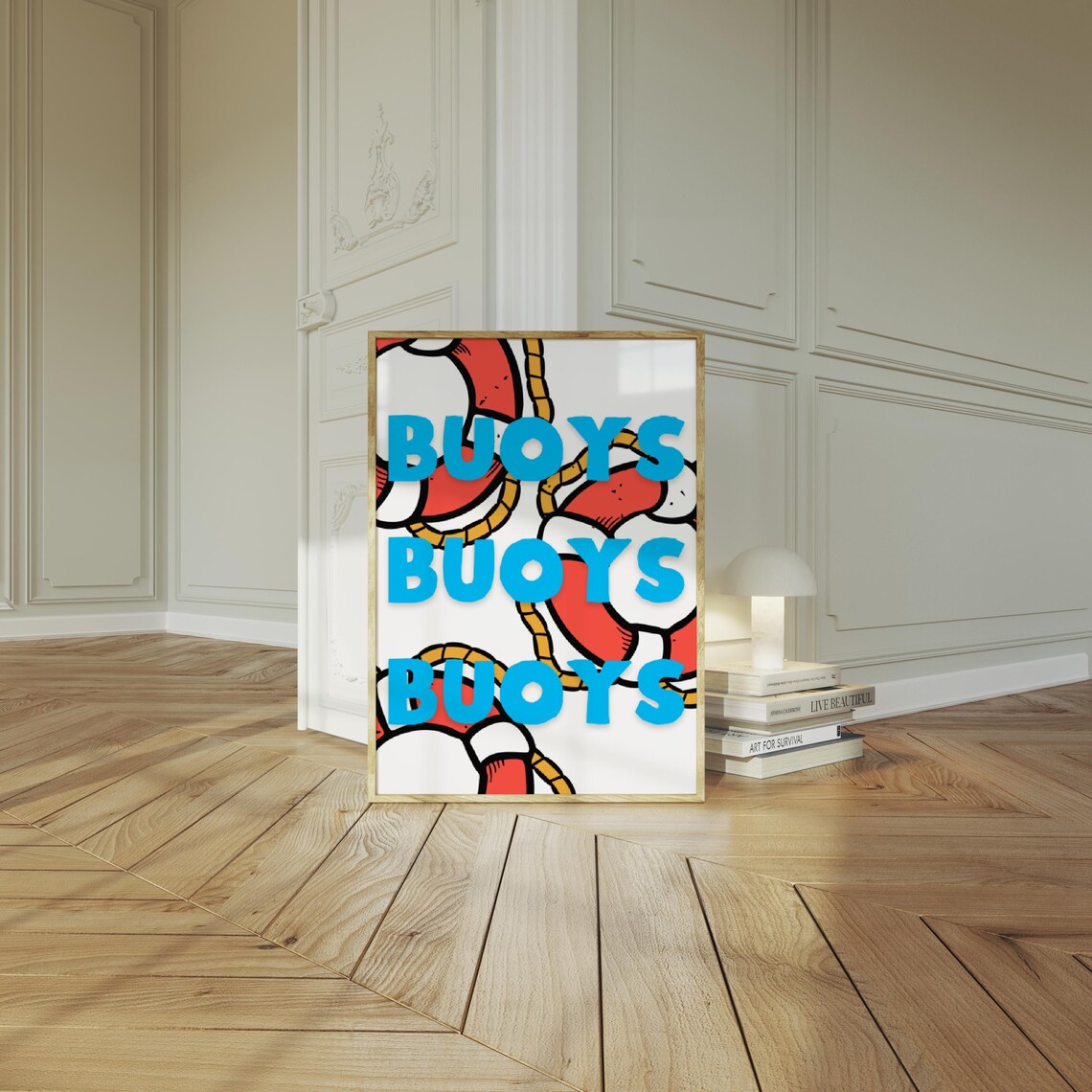 Buoys Triple Blue Nautical Lifebuoy Seaside Typography Poster - Image 2
