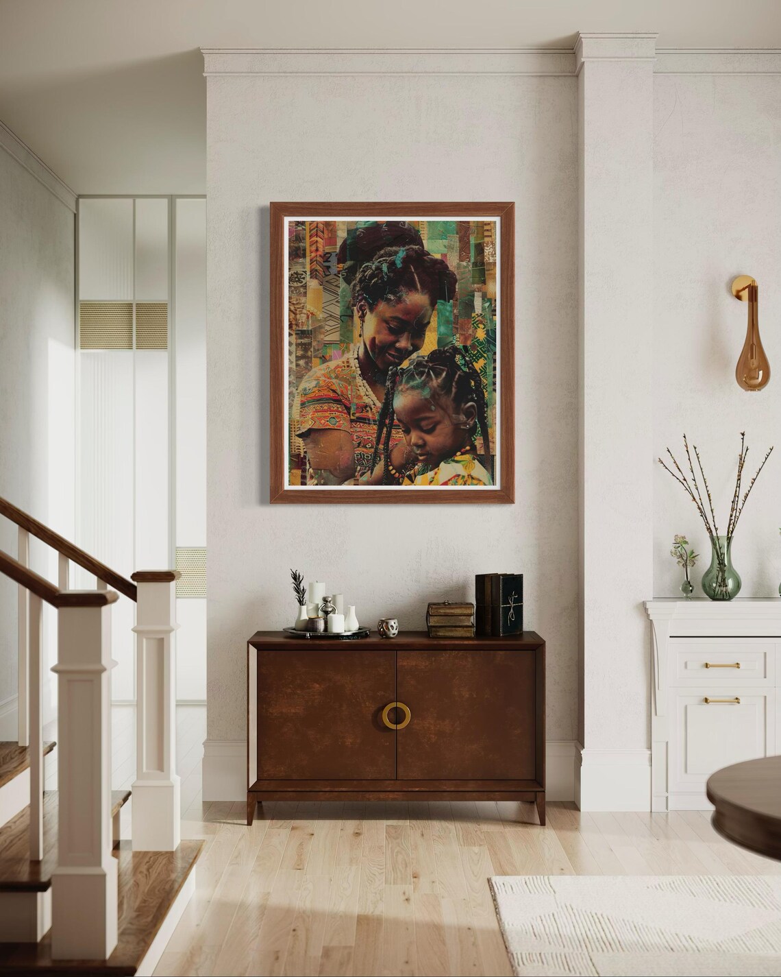 African Mother And Child Textured Collage Heritage Art Poster - Image 5