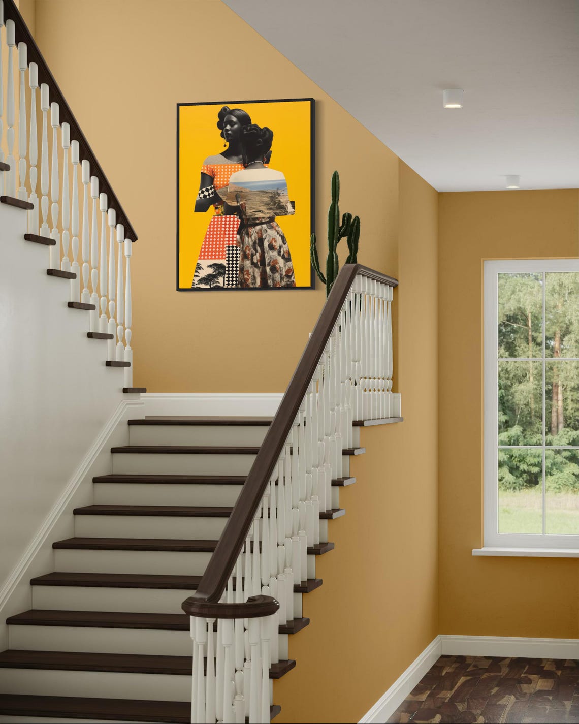 African Women Bold Collage Yellow Background Afrocentric Art Poster - Image 5