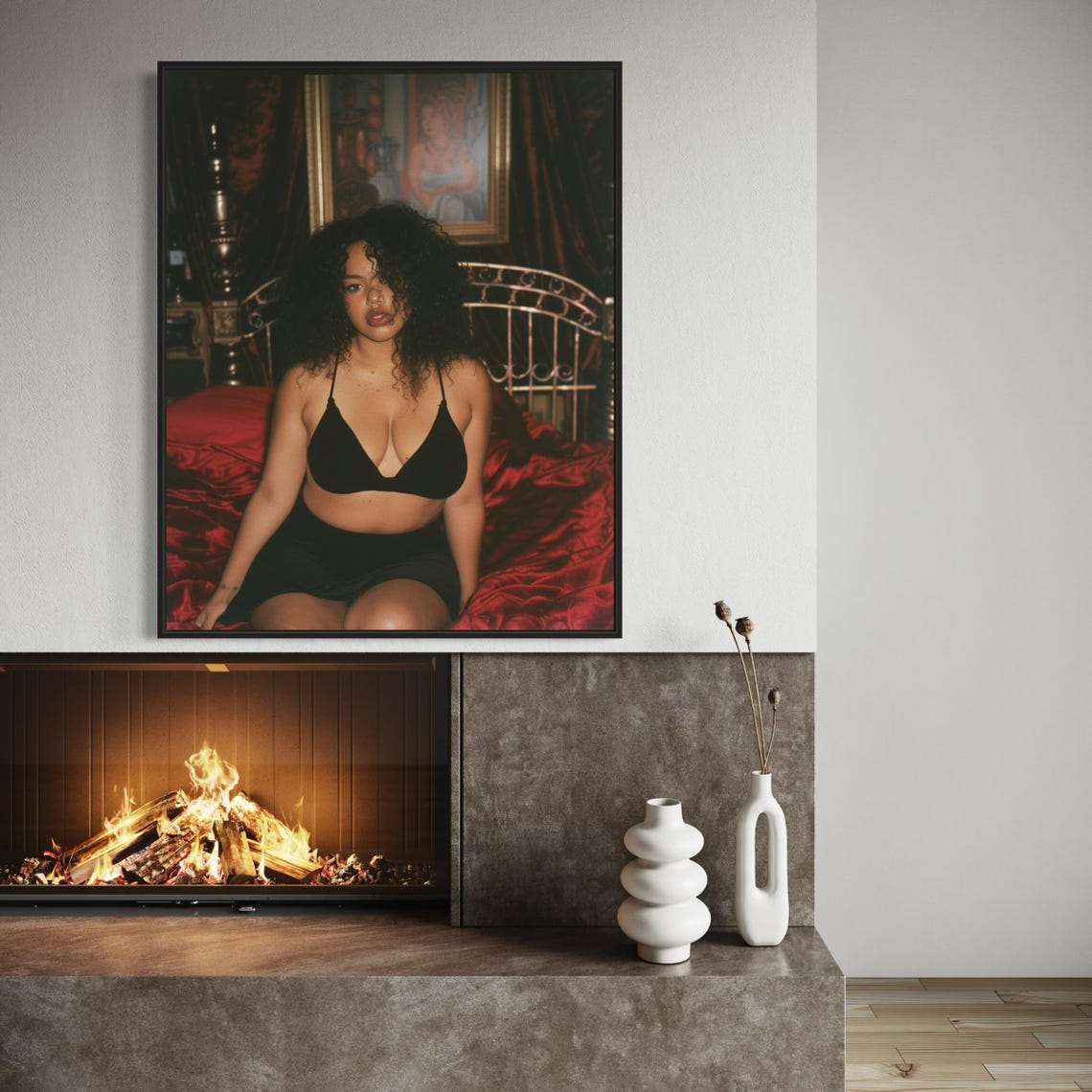 Boudoir Art Print Black Woman Portrait Sensual Bedroom Wall Art Feminine Intimate Photography Curvy Woman Art - Image 2