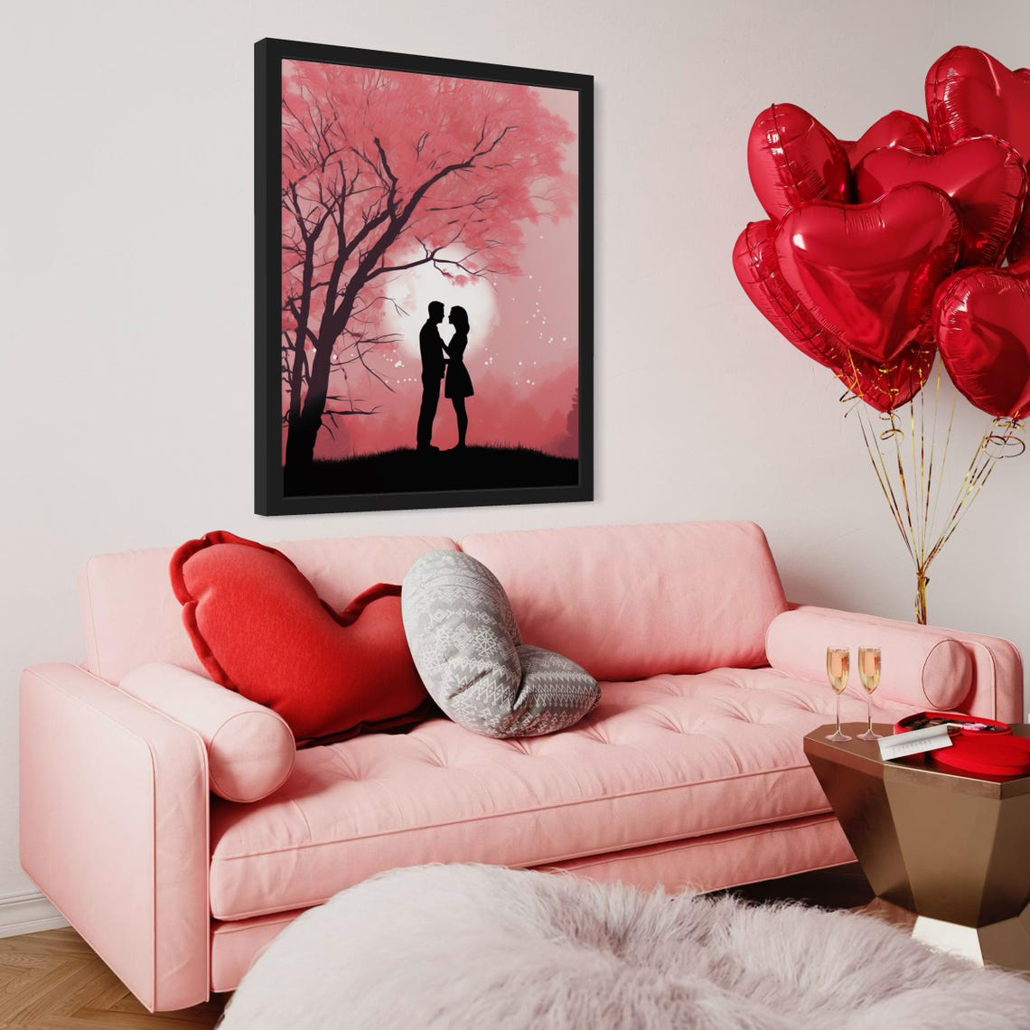 Cherry Blossom Couple Moonlight Romance Pink Dream Poster Home Decor - Image 6