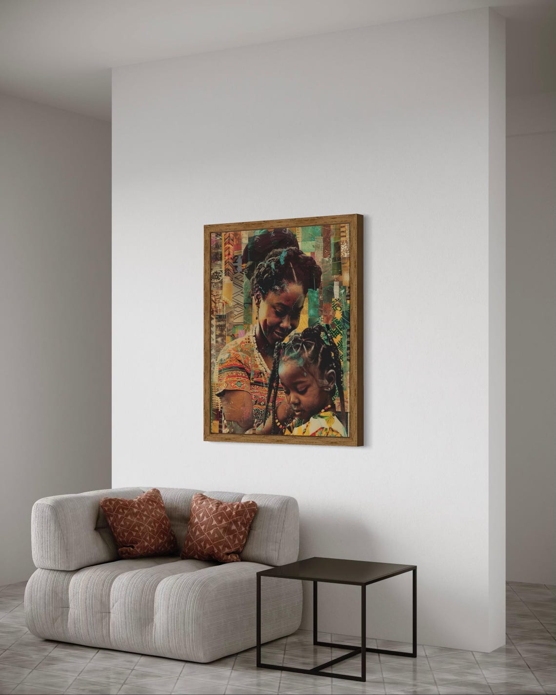 African Mother And Child Textured Collage Heritage Art Poster - Image 4