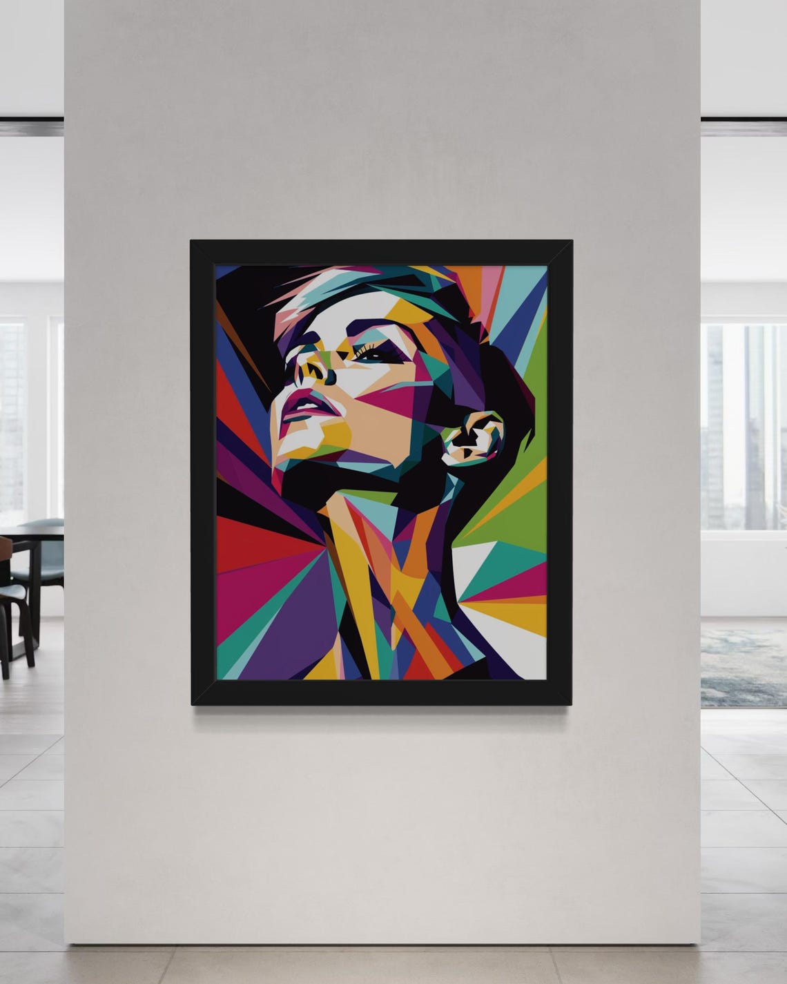 Vibrant Abstract Portrait Wall Art Bold Colorful Geometric Artwork Modern Statement Art Print For Home Office Or Studio
