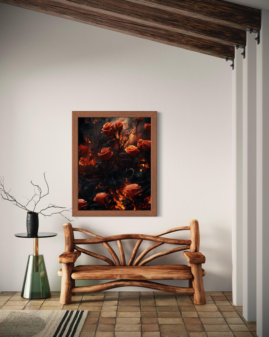 Red Roses Among Flames Dark Moody Gothic Floral Nature Poster - Image 7