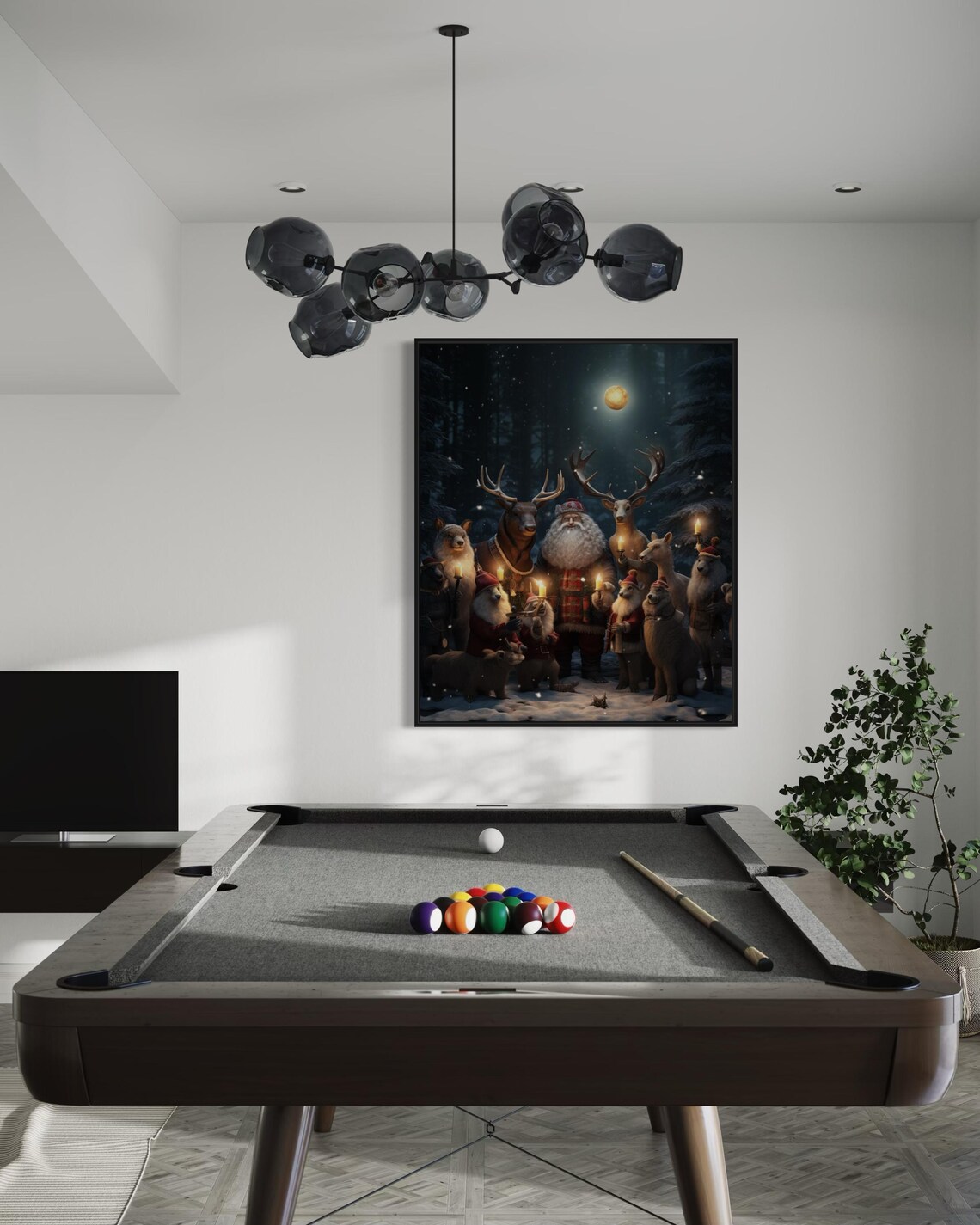 Santa Claus Forest Animals Candlelight Magical Night Christmas Poster - Image 5