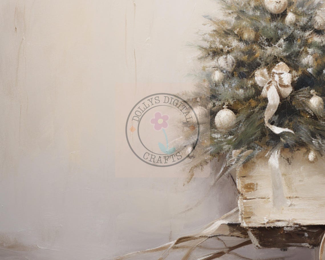 Rustic White Christmas Tree Wagon Holiday Farmhouse Decor Wall Art - Image 5