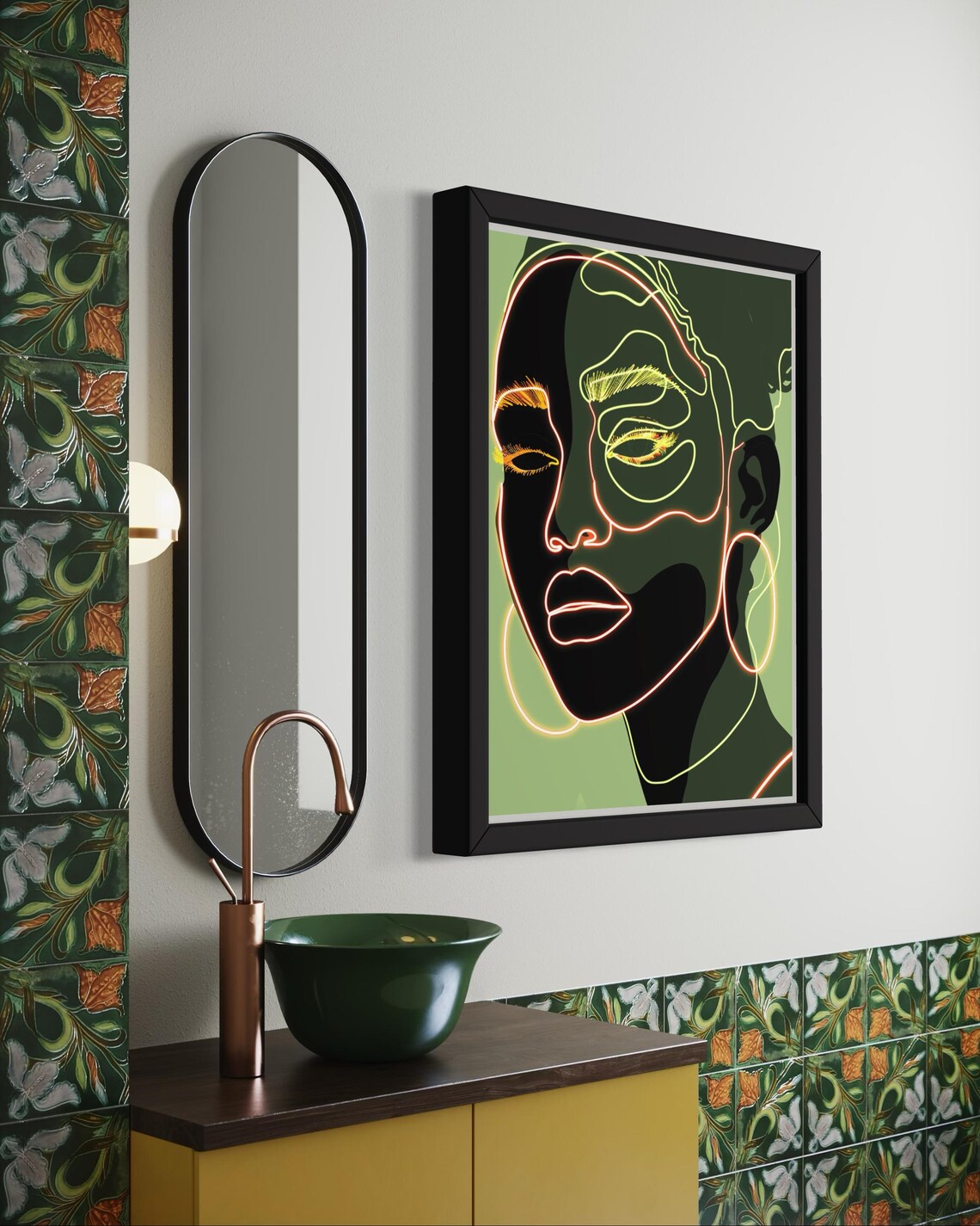 Neon Line Art Woman Portrait Glowing Modern Abstract Wall Art - Image 6