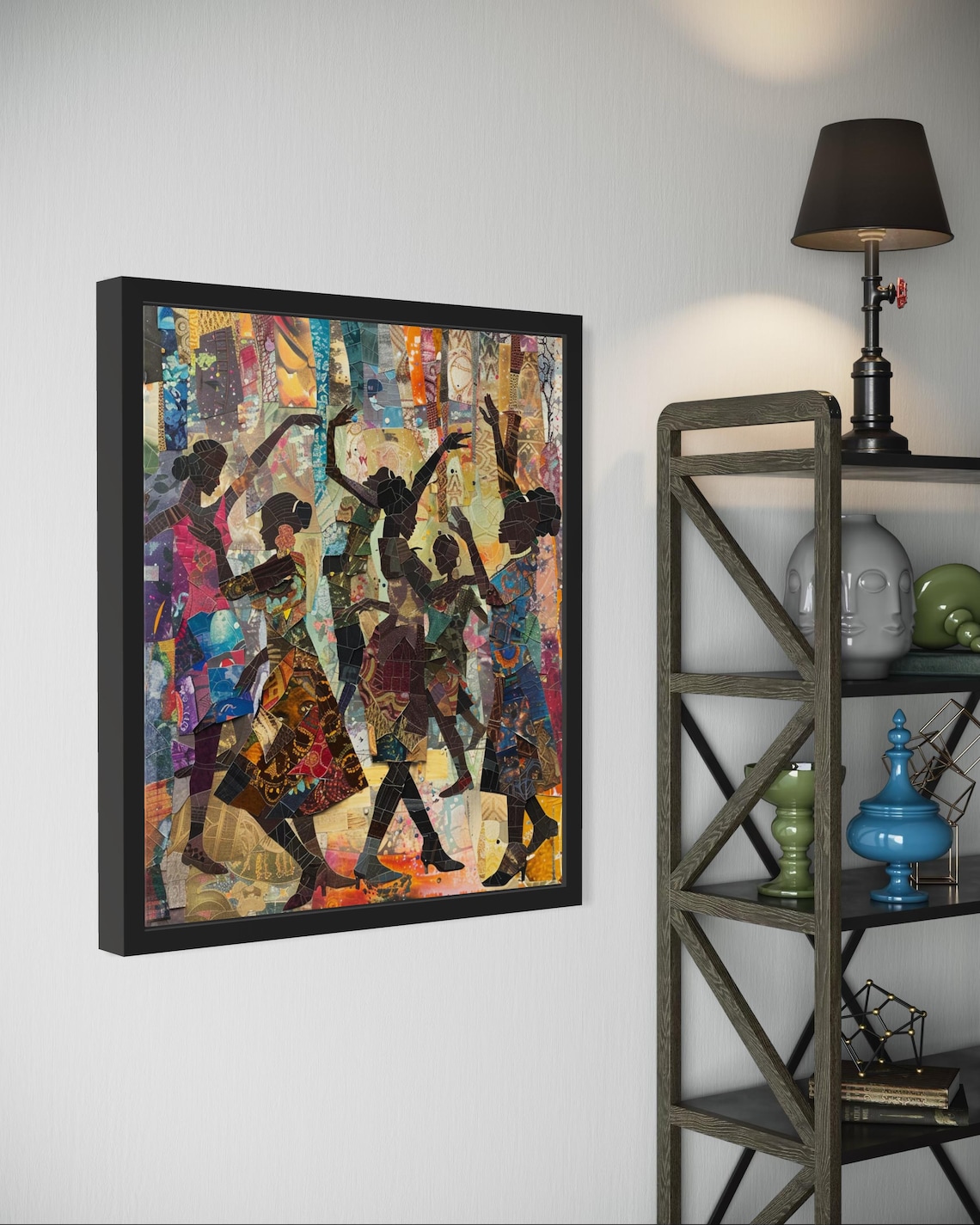 African Collage Art Print, Vibrant Dance Scene - Image 4