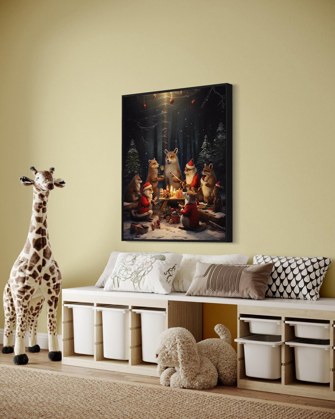 Woodland Animals Christmas Party Cozy Holiday Forest Scene Poster - Image 5