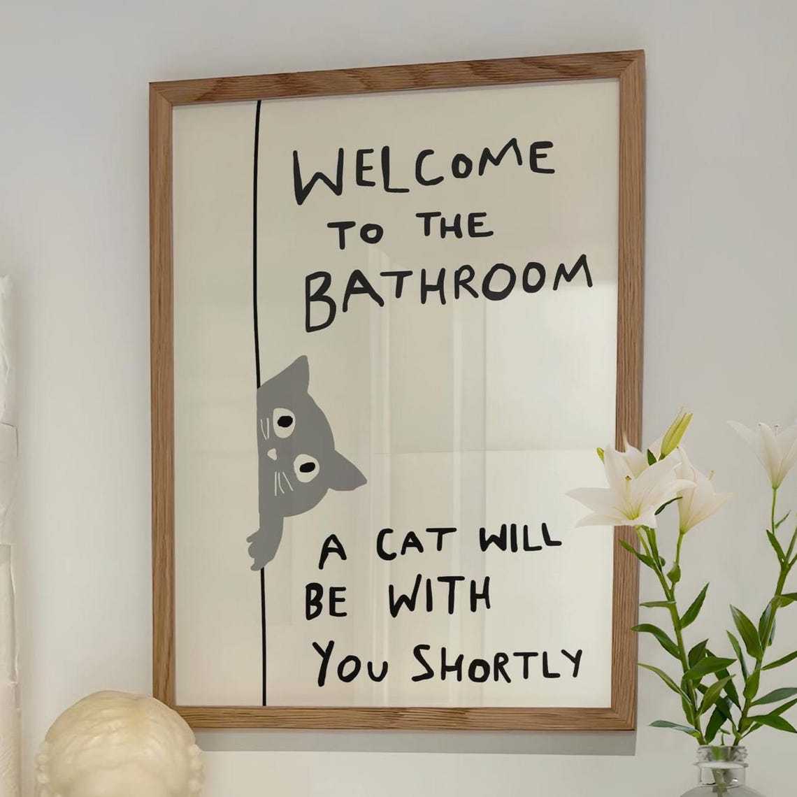 Funny Cat Bathroom Print A Will Be With You Shortly Digital Download