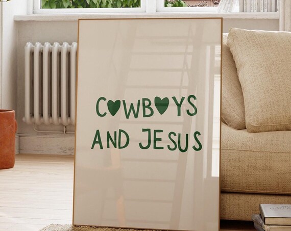 Cute Western Print Jesus Wall Art Heart Typography Poster Cowgirl Wall Art Trendy Western Decor Girly Bible Print 1 Print