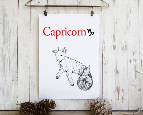 Capricorn Print Zodiac Sign Poster Black And White Coloring Pages Craft Supply Print