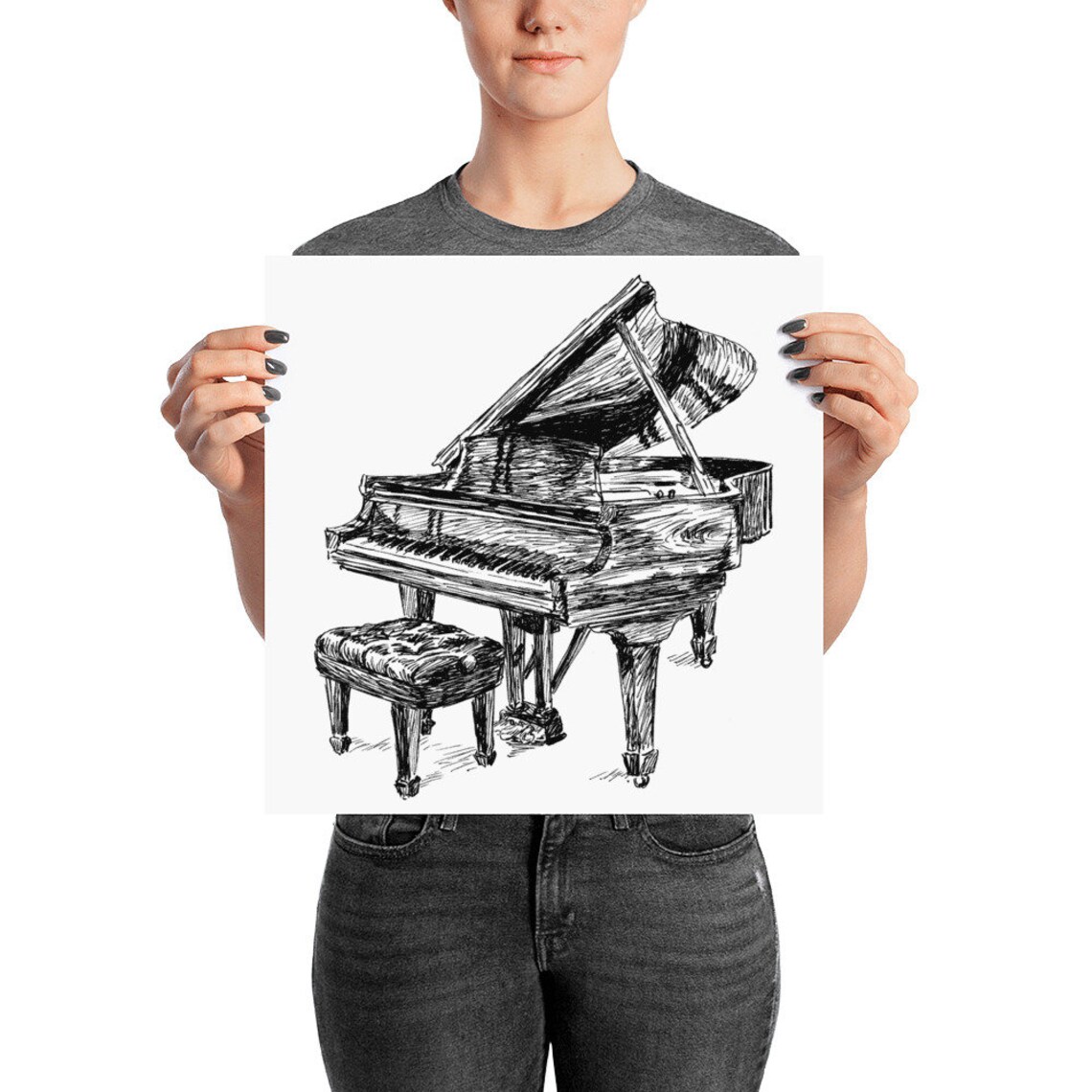 Piano Gifts Grand Piano Print Black And White Poster Music Posters Piano Art Music Gift Music Lover Gift Music Decor Hipster Decor - Image 2
