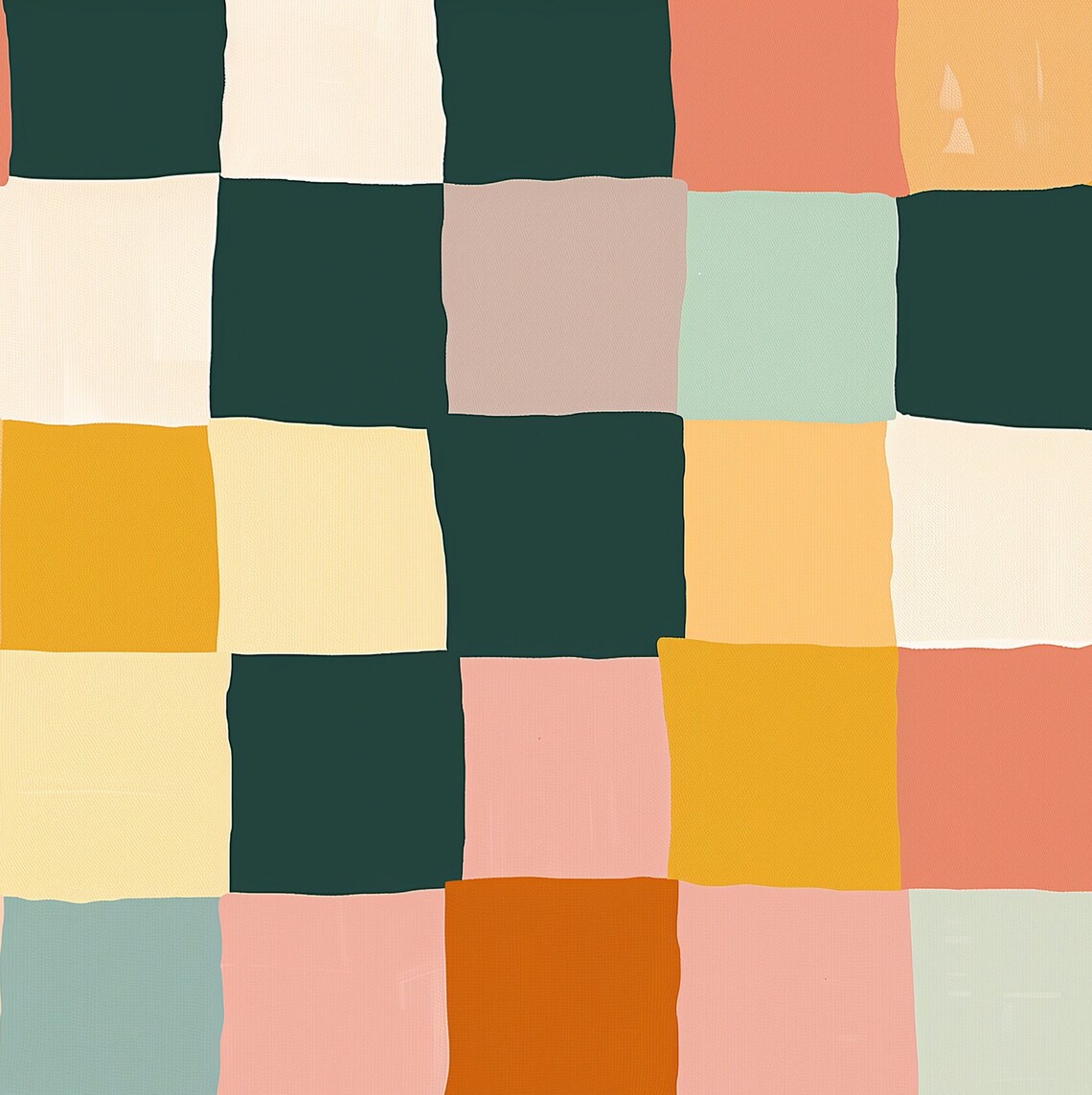Colorful Checkered Spring Summer Art Print - Image 3