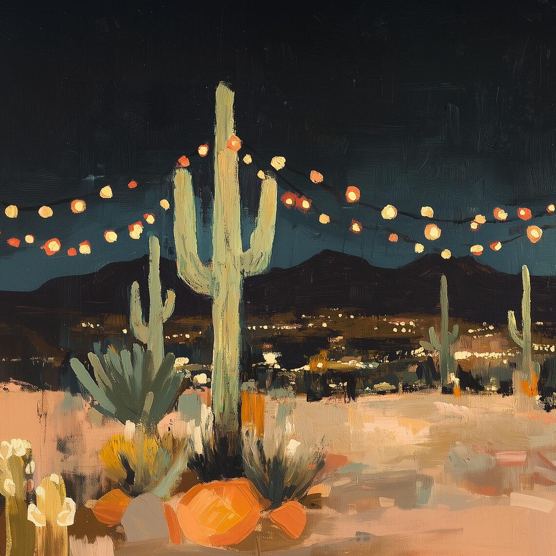 Western Christmas Cactus Winter Desert Landscape - Image 2