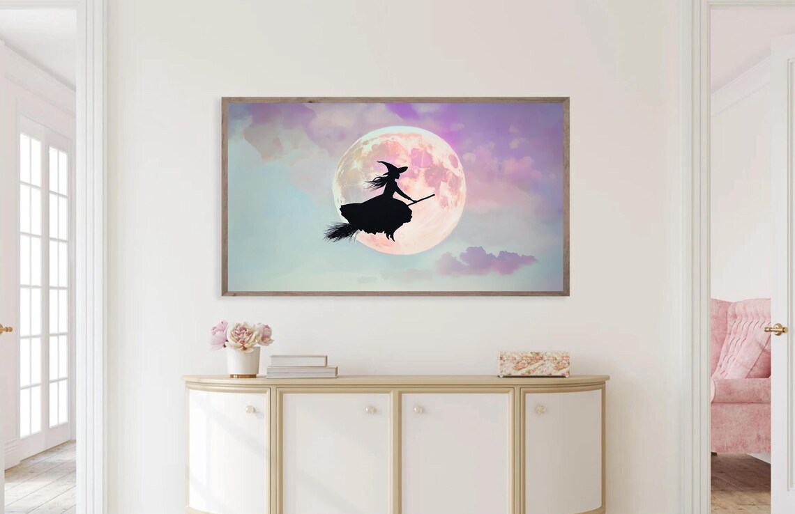 Pastel Witch Painting, Halloween Fall TV Art Print - Image 3