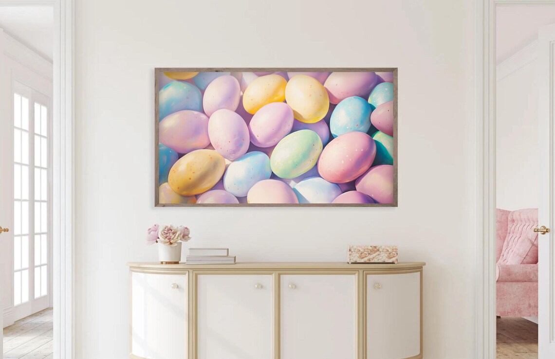 Pastel Easter Egg Painting, Colorful Spring Backdrop - Image 2