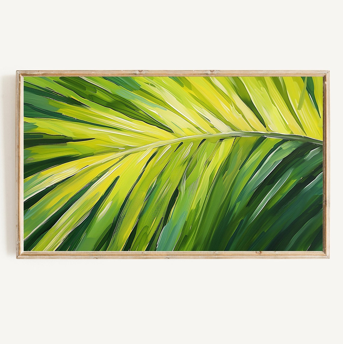 Tropical Green Palm Leaf Close Up Modern Botanical Summer Wall Art