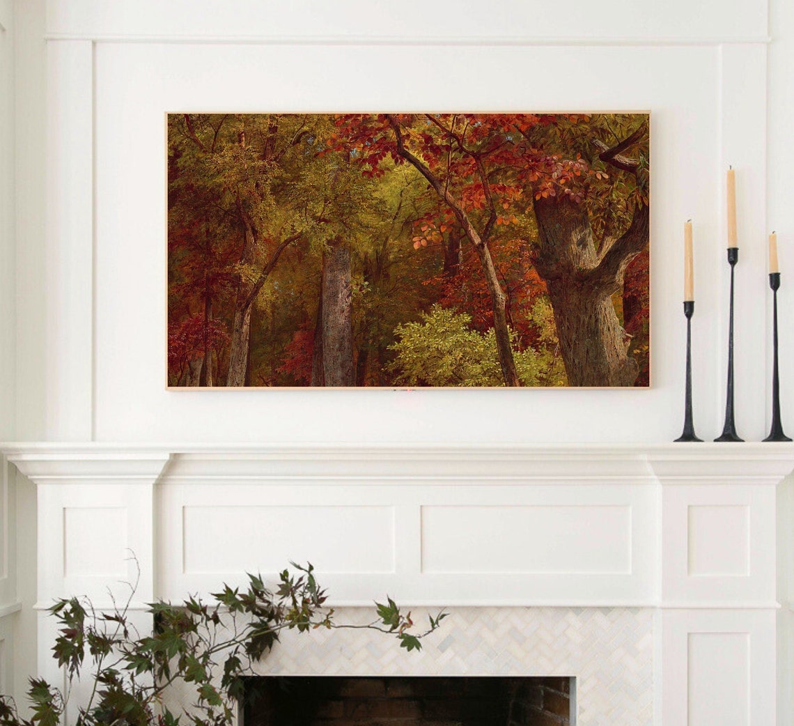 Vintage Autumn Woodland Dense Trees Fall Foliage Classic Art Poster - Image 2