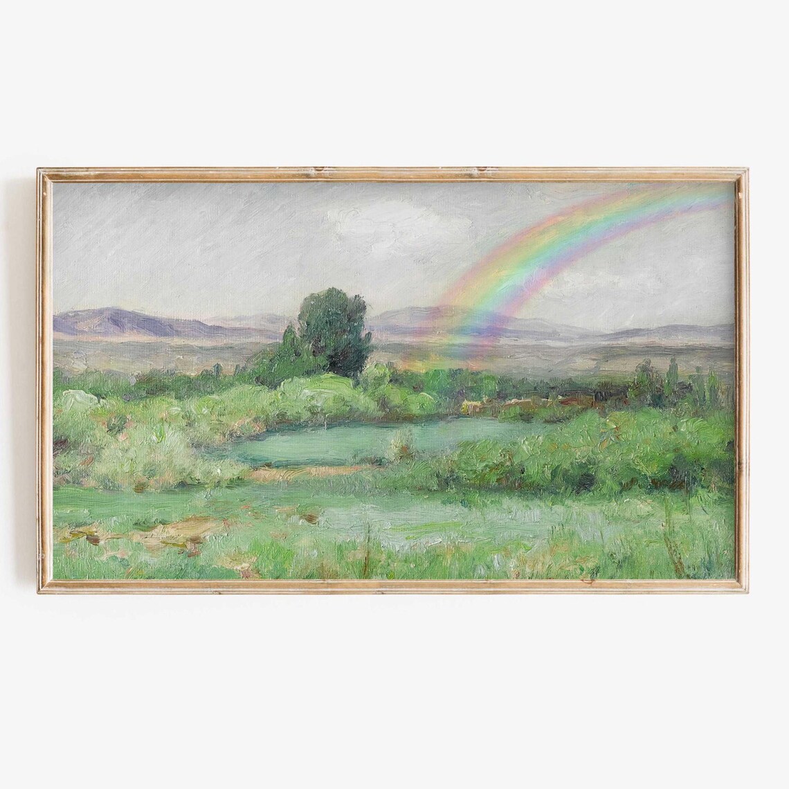 Spring Frame TV Art, Vintage Rainbow Landscape