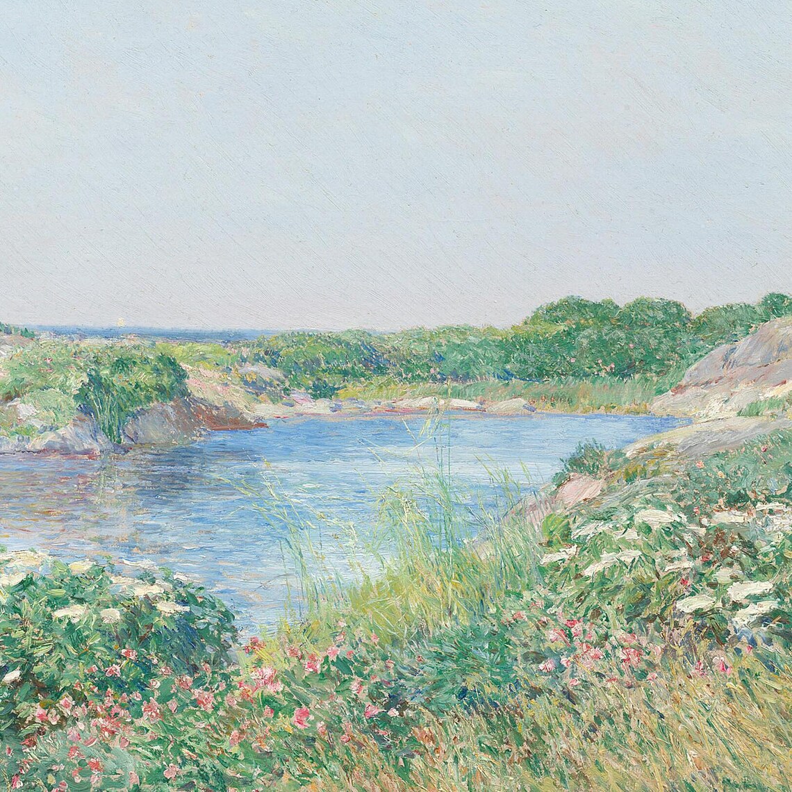 Vintage Ocean Landscape Floral Art Print - Image 2