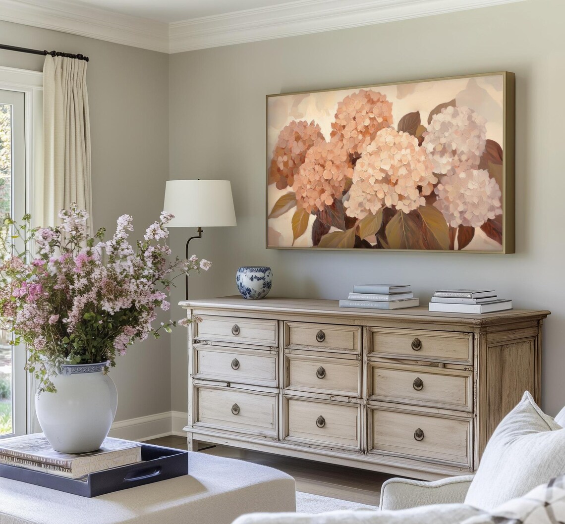Spring Floral Hydrangea Painting, Farmhouse Decor - Image 3