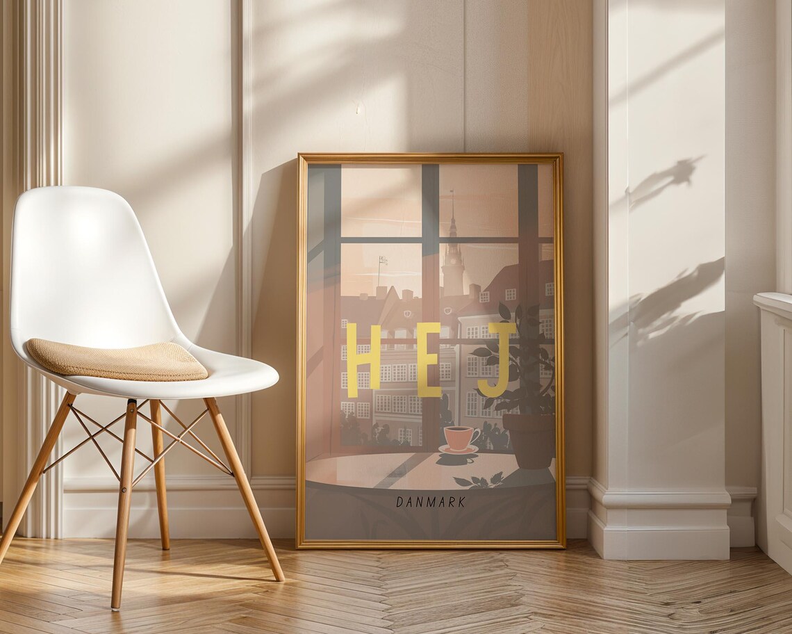 Danish Typography Hej Poster, Nordic Home Decor