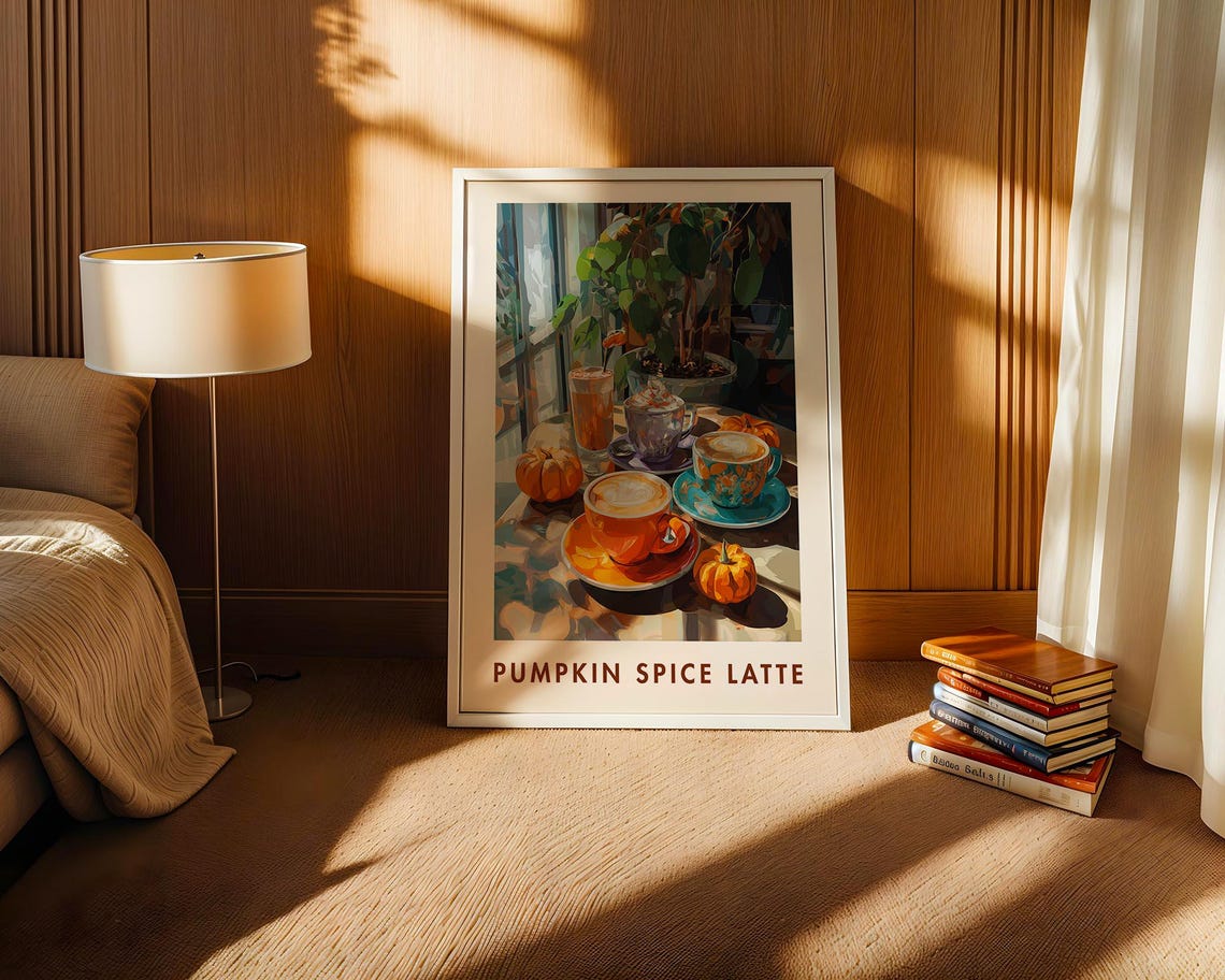 Pumpkin Spice Latte Art Print Cozy Autumn Cafe Decor