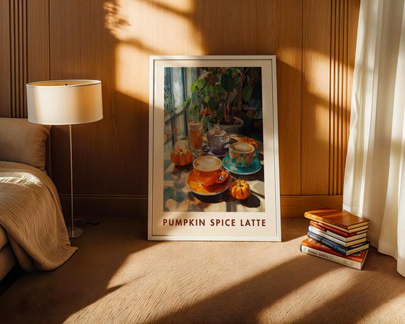 Pumpkin Spice Latte Art Print Cozy Autumn Cafe Decor