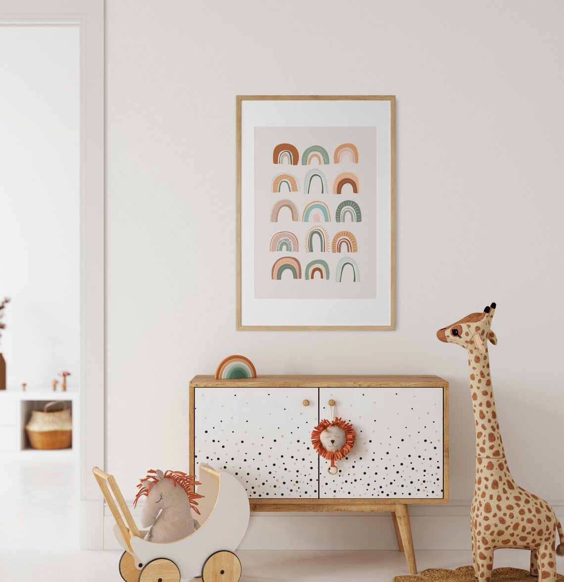 Boho Rainbow Grid Neutral Nursery Kids Room Decorative Poster - Image 7