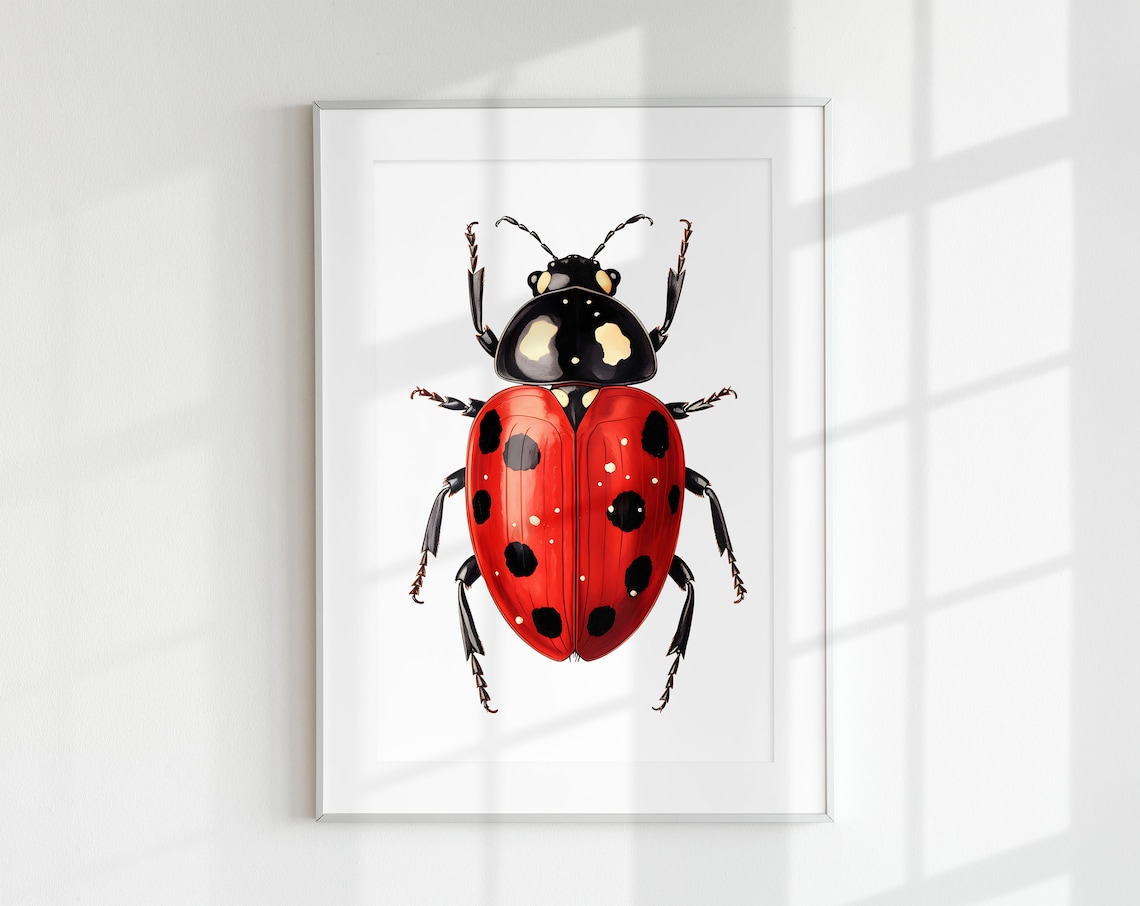 Ladybug Botanical Guide Bug Poster