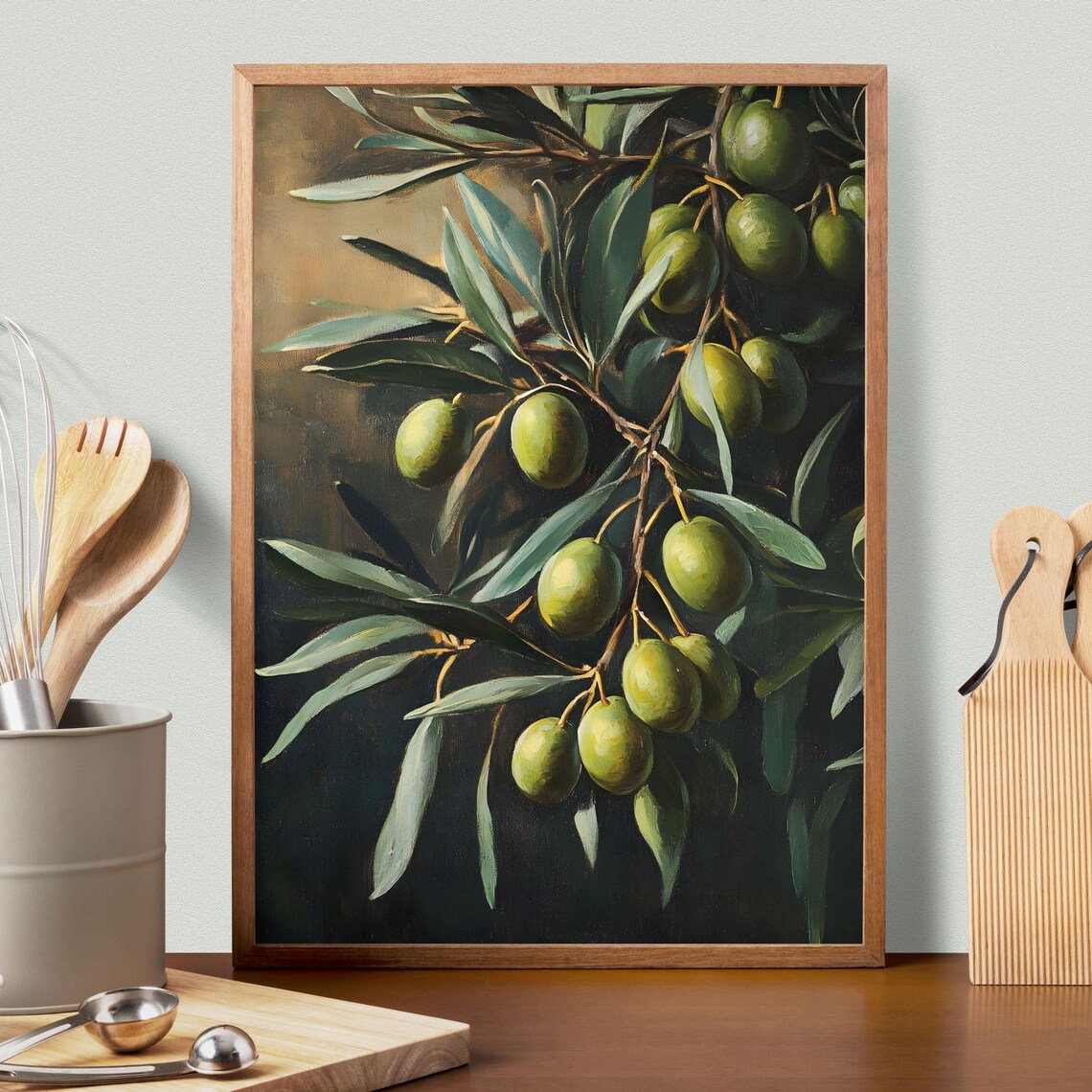 Olives Oil Painting Print, Botanical Vintage Poster - Image 3