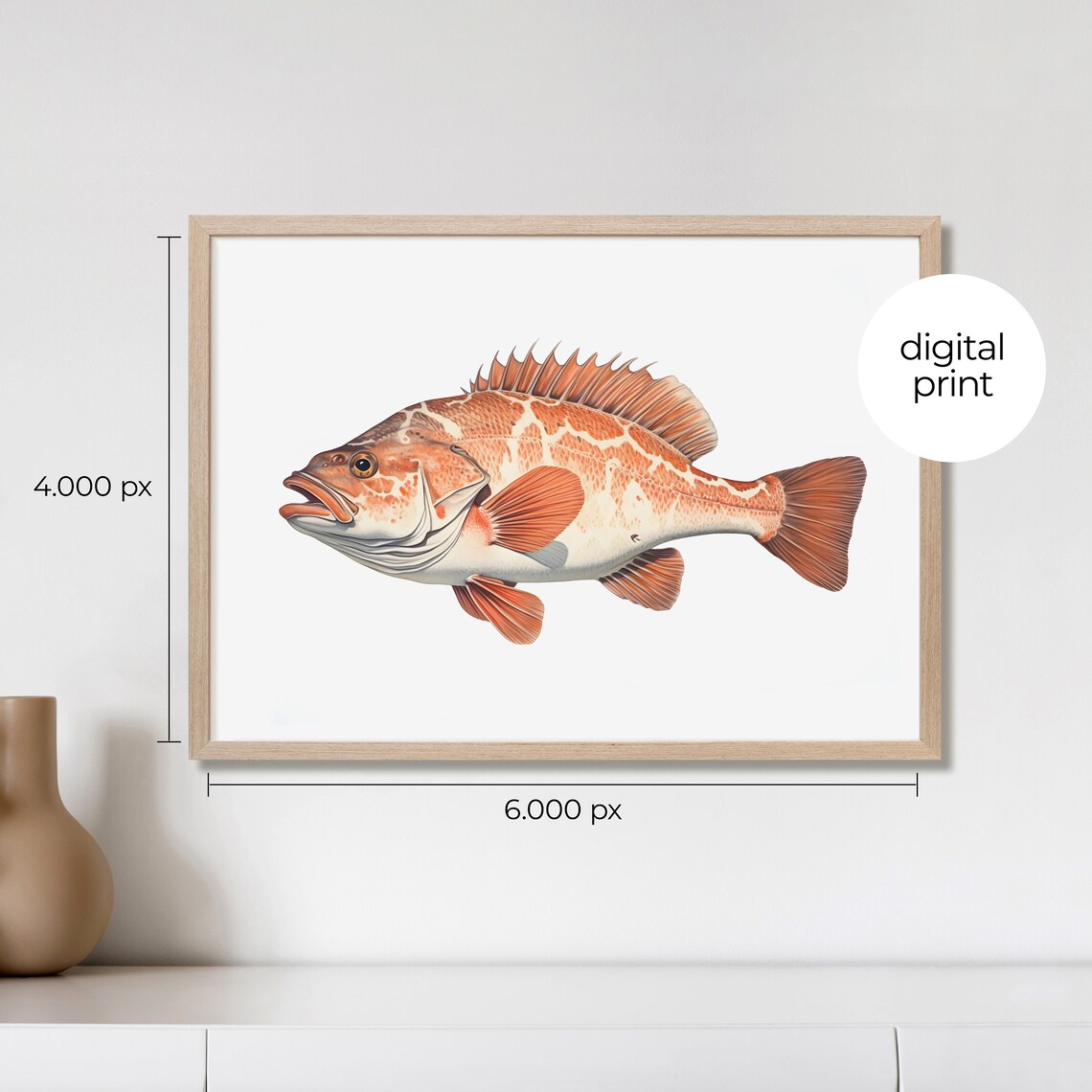 Vintage Grouper Fish Illustration Art Print - Image 2