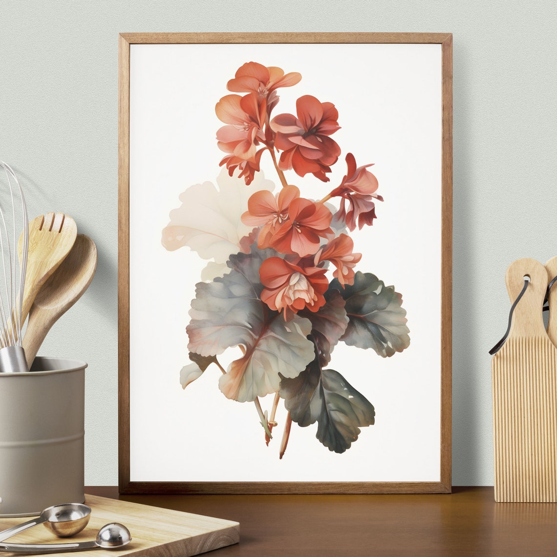 Begonia Bloom Vintage Style Botanical Flower Illustration Art Print - Image 2