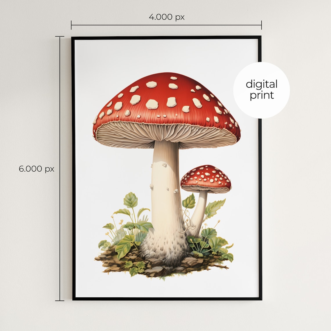 Fly Agaric Mushroom Botanical Guide Art Print - Image 2