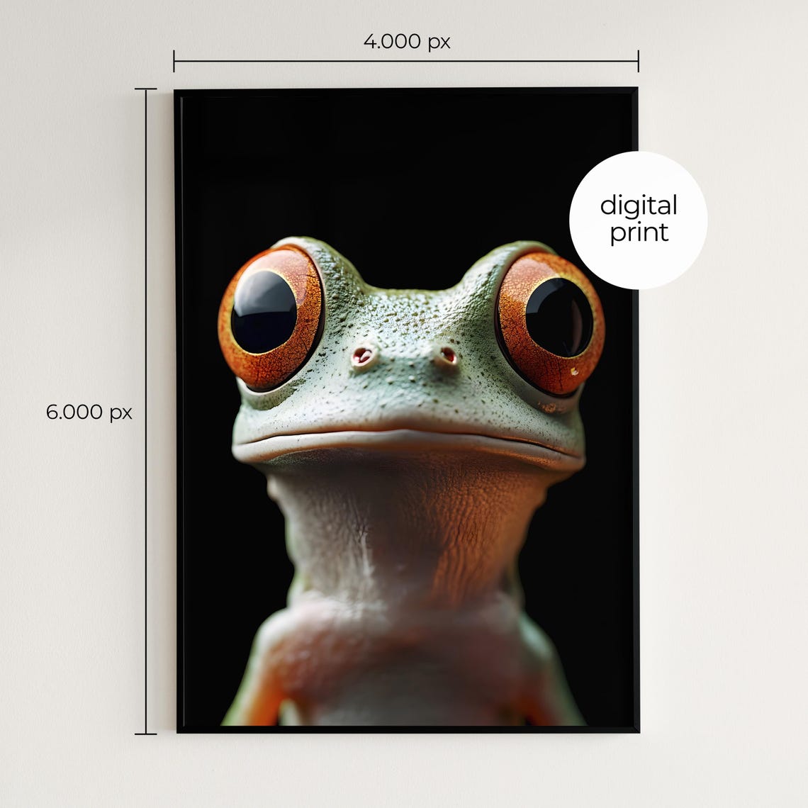 Tree Frog Close Up Funny Face Big Orange Eyes Amphibian Wall Print - Image 2