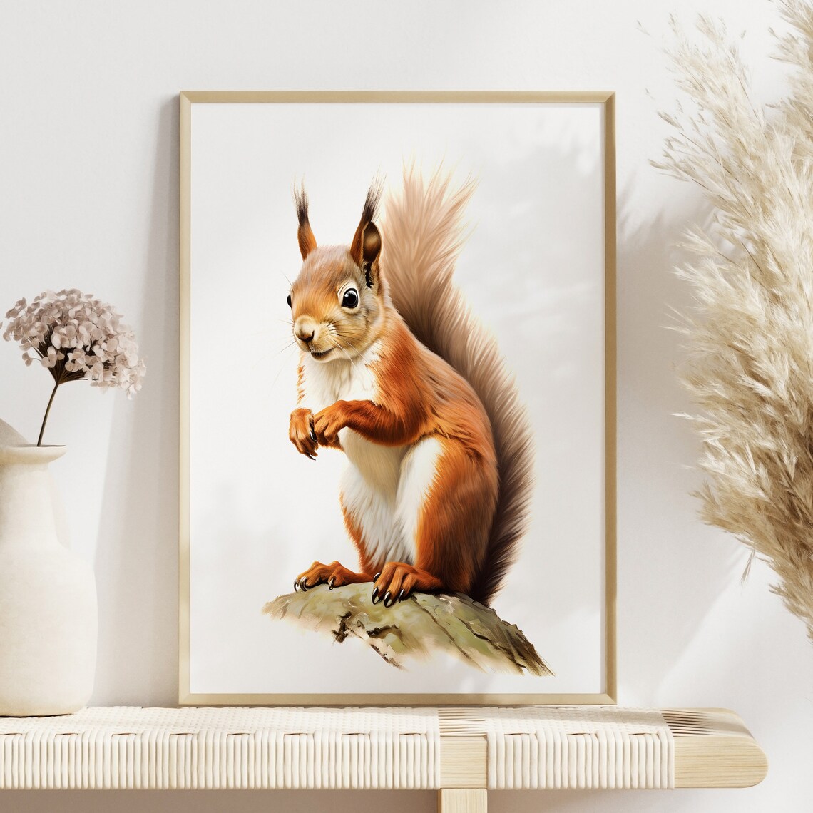 Red Squirrel Minimal Poster, Wildlife Botanical Art - Image 3