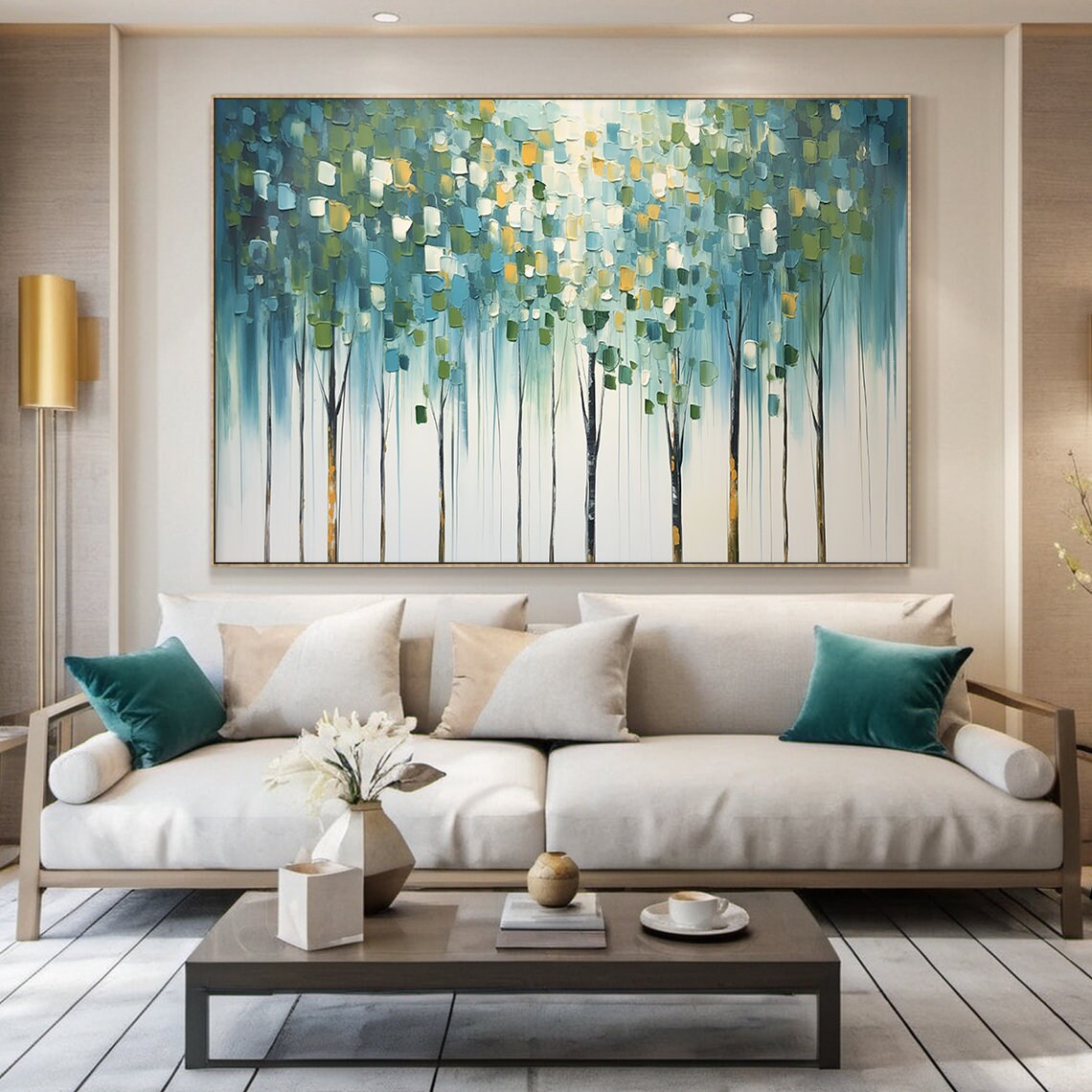 Large Original Green Forest Oil Painting Abstract Texture Wall Painting Modern Living Room Art Natural Landscape Handmade Painting - Image 3